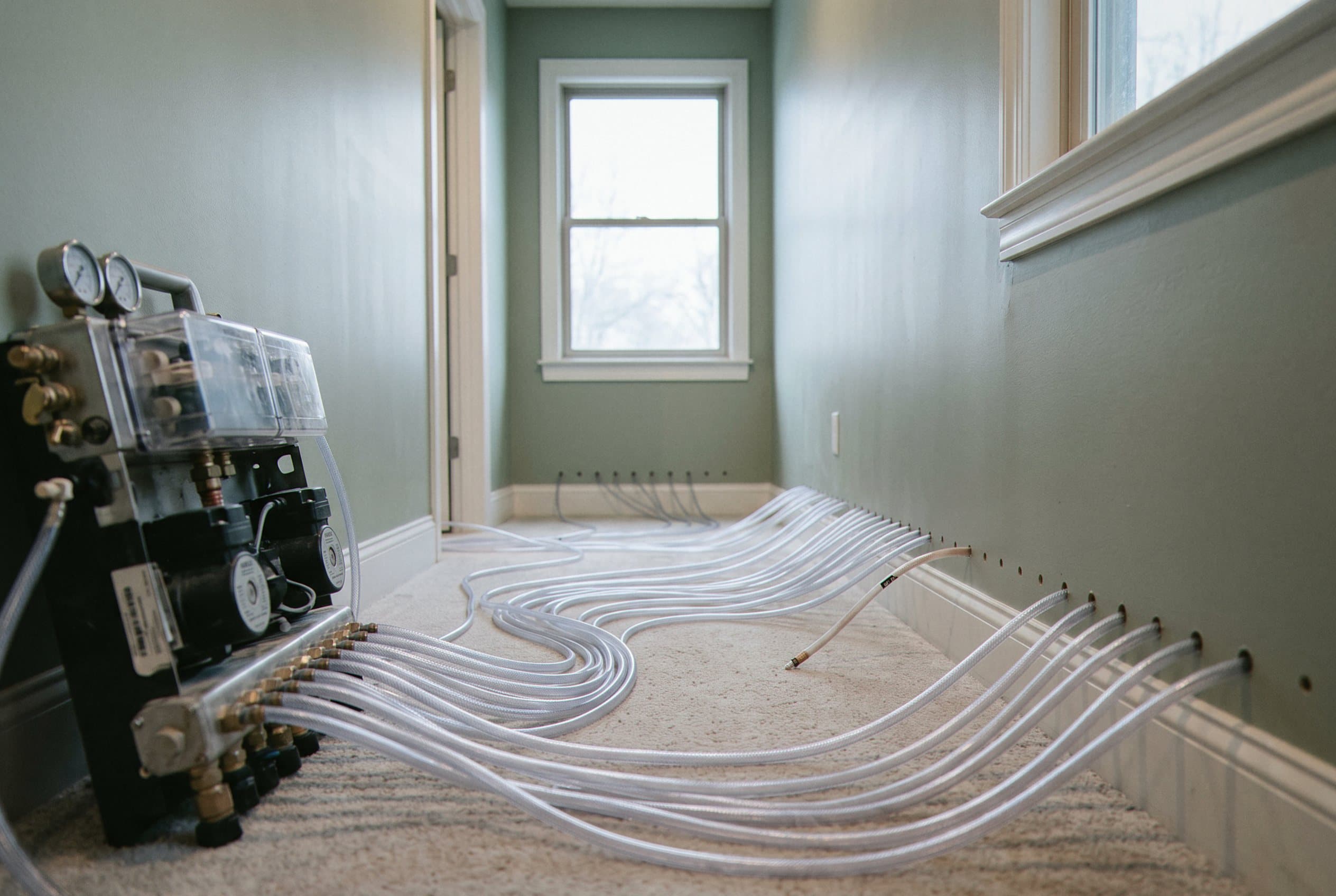 Drying equipment extracting and removing burst pipe water
