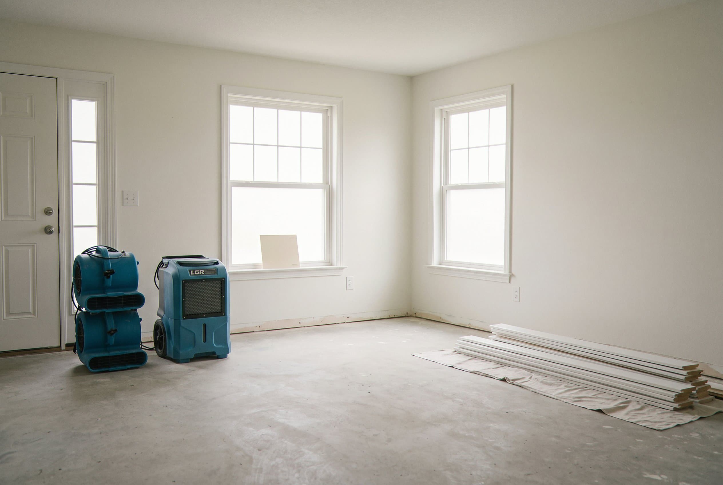 Fully dried basement with equipment removed and room ready