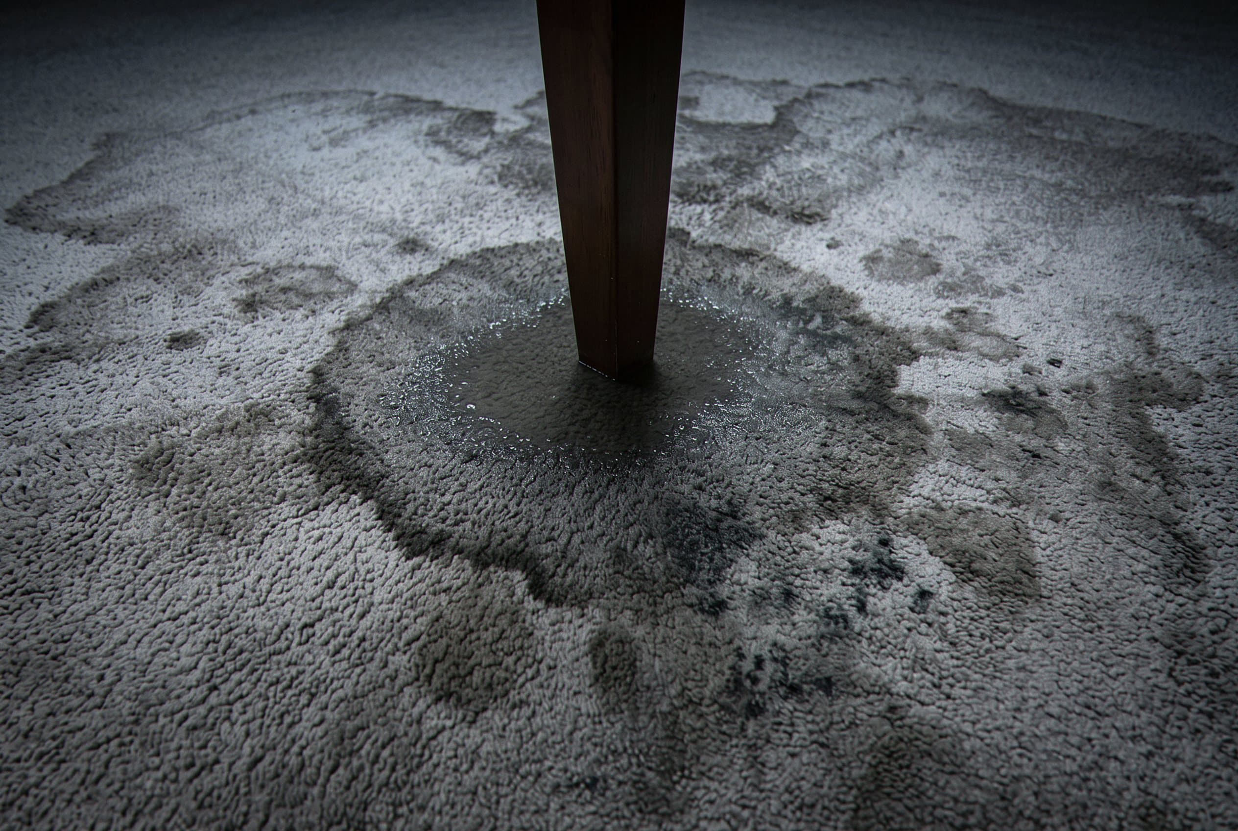 Wet carpet and subfloor saturated from water damage